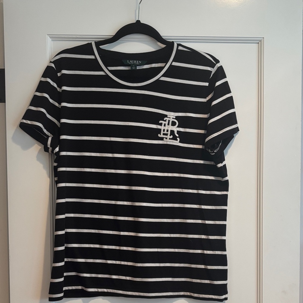 Lauren Ralph Lauren Monogrammed Black and White Tee